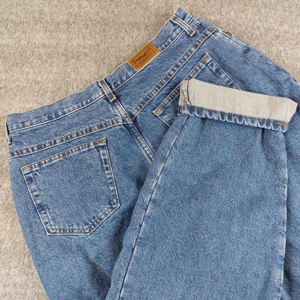 VTG LL Bean Flannel Lined Jeans Women's Size 18P Blue Made in USA Classic Hike